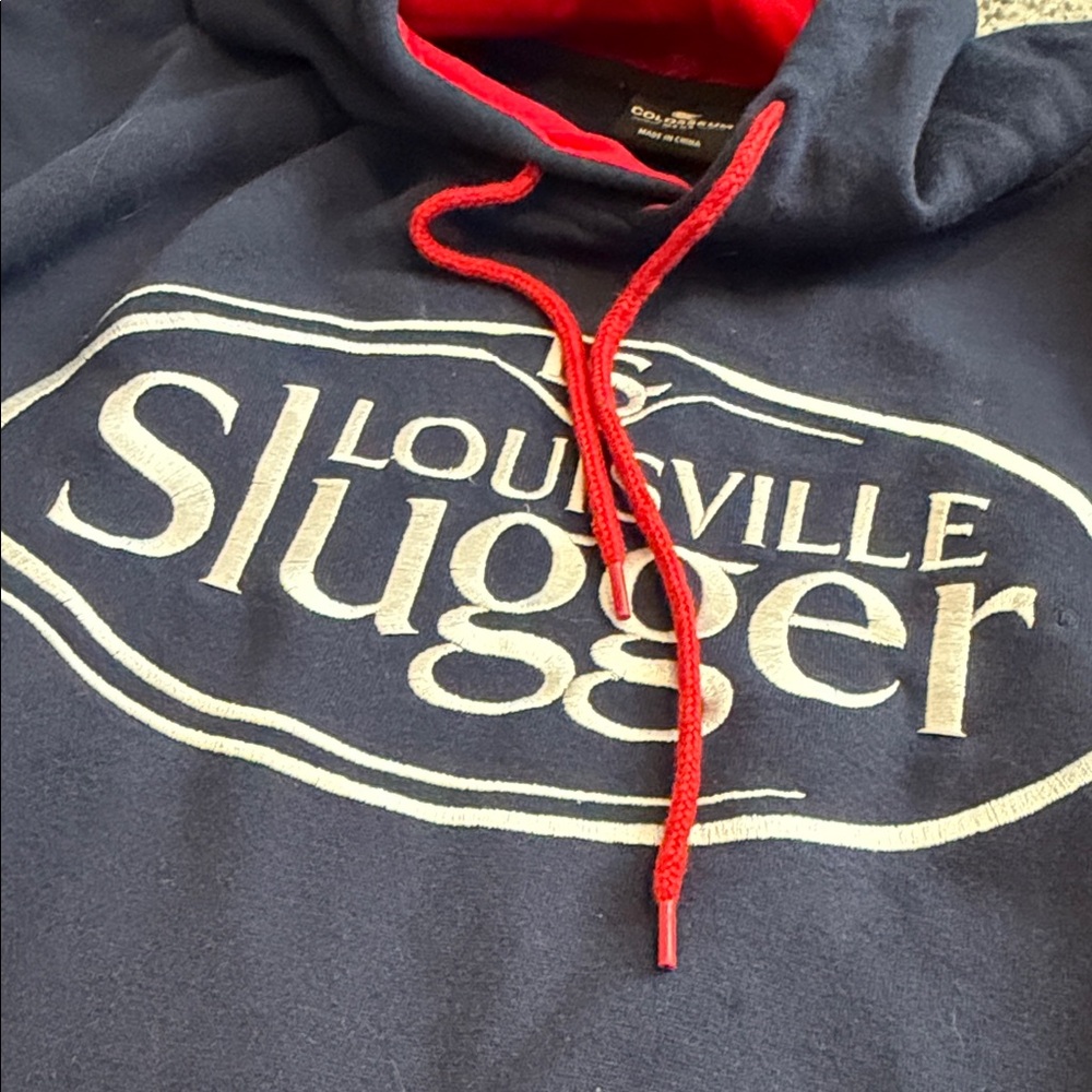 Colosseum Louisville Slugger Navy with white Embroidered Logo Hoodie XXL NWOT - Picture 3 of 5